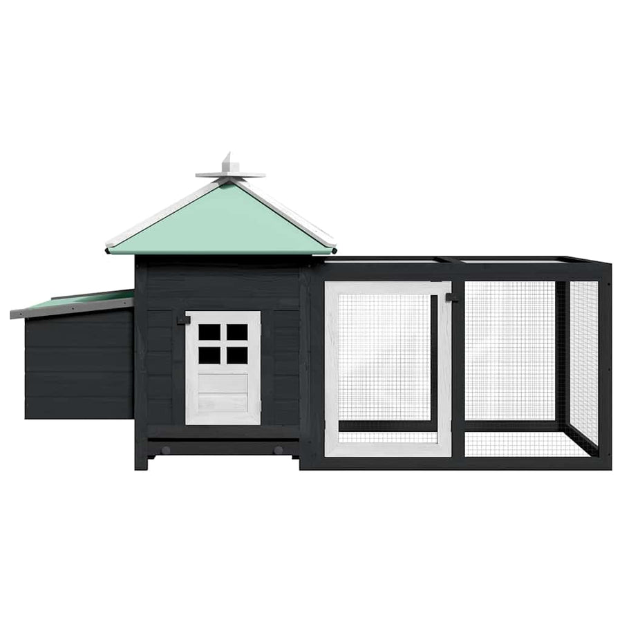 Chicken Coop with Nest Box Grey 190x72x102 cm Solid Firwood
