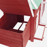 Chicken Coop with Nest Box Red 190x72x102 cm Solid Firwood - Low Angle