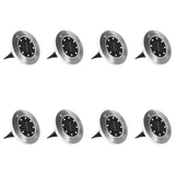 Solar Ground Lights 8 pcs LED Lights RGB Colour - Side View