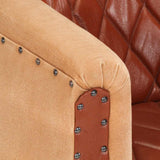 Tub Chair Brown Real Leather and Solid Mango Wood