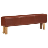 Gym Bok Bench 160 cm Brown Real Leather and Solid Wood Acacia