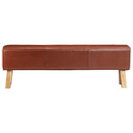 Gym Bok Bench 160 cm Brown Real Leather and Solid Wood Acacia