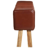 Gym Bok Bench 160 cm Brown Real Leather and Solid Wood Acacia