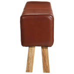 Gym Bok Bench 160 cm Brown Real Leather and Solid Wood Acacia