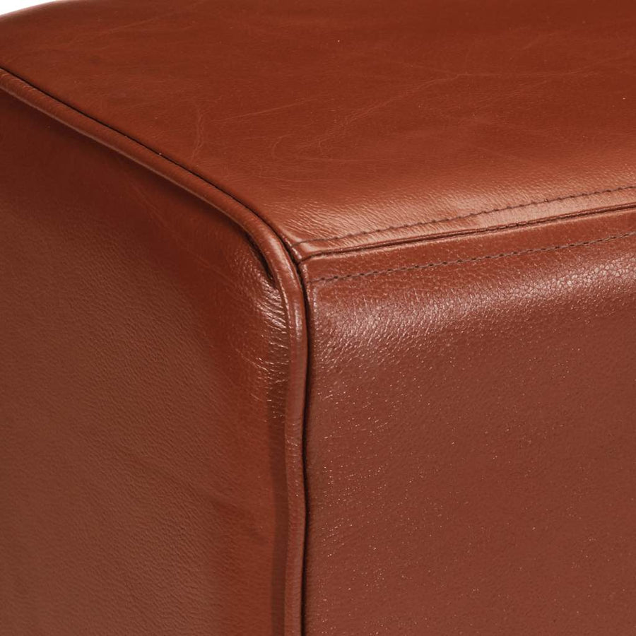 Gym Bok Bench 160 cm Brown Real Leather and Solid Wood Acacia