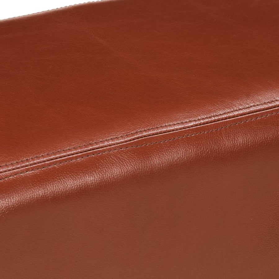 Gym Bok Bench 160 cm Brown Real Leather and Solid Wood Acacia