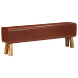 Gym Bok Bench 160 cm Brown Real Leather and Solid Wood Acacia - Extra Image