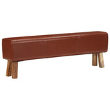 Gym Bok Bench 160 cm Brown Real Leather and Solid Wood Acacia