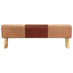 Gym Bok Bench 160 cm Brown Real Leather and Solid Wood Acacia