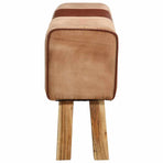 Gym Bok Bench 160 cm Brown Real Leather and Solid Wood Acacia