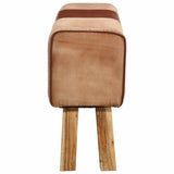 Gym Bok Bench 160 cm Brown Real Leather and Solid Wood Acacia - Side View