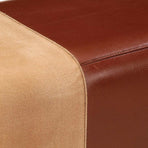 Gym Bok Bench 160 cm Brown Real Leather and Solid Wood Acacia