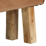 Gym Bok Bench 160 cm Brown Real Leather and Solid Wood Acacia