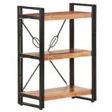 3-Tier Bookcase 60x30x80 cm Solid Acacia Wood