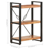 3-Tier Bookcase 60x30x80 cm Solid Acacia Wood - 45-Degree Angle