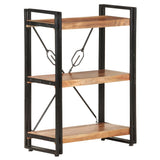 3-Tier Bookcase 60x30x80 cm Solid Acacia Wood - Rear View