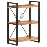 3-Tier Bookcase 60x30x80 cm Solid Acacia Wood - Close-Up Angle