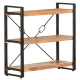 3-Tier Bookcase 90x30x80 cm Solid Acacia Wood