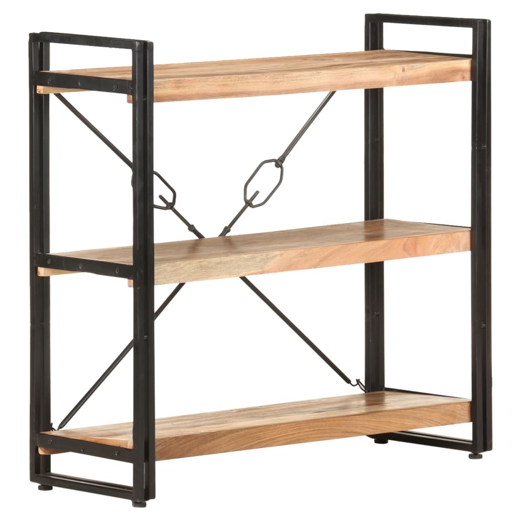 3-Tier Bookcase 90x30x80 cm Solid Acacia Wood