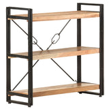 3-Tier Bookcase 90x30x80 cm Solid Acacia Wood