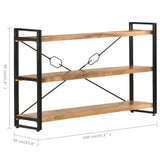 3-Tier Bookcase 140x30x80 cm Solid Acacia Wood