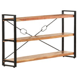 3-Tier Bookcase 140x30x80 cm Solid Acacia Wood - Close-Up Angle