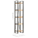 5-Tier Bookcase 40x30x180 cm Solid Mango Wood - 45-Degree Angle