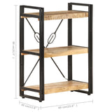 3-Tier Bookcase 60x30x80 cm Solid Mango Wood - 45-Degree Angle