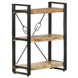 3-Tier Bookcase 60x30x80 cm Solid Mango Wood - Low Angle