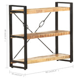 3-Tier Bookcase 90x30x80 cm Solid Mango Wood - 45-Degree Angle