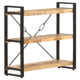 3-Tier Bookcase 90x30x80 cm Solid Mango Wood