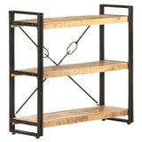 3-Tier Bookcase 90x30x80 cm Solid Mango Wood - Low Angle