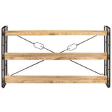 3-Tier Bookcase 140x30x80 cm Solid Mango Wood - Front View