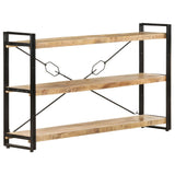 3-Tier Bookcase 140x30x80 cm Solid Mango Wood - Rear View