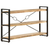 3-Tier Bookcase 140x30x80 cm Solid Mango Wood - Close-Up Angle