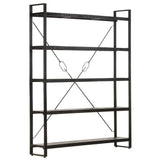 5-Tier Bookcase Black 140x30x180 cm Solid Mango Wood