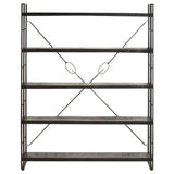 5-Tier Bookcase Black 140x30x180 cm Solid Mango Wood