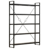 5-Tier Bookcase Black 140x30x180 cm Solid Mango Wood - Rear View