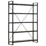 5-Tier Bookcase Black 140x30x180 cm Solid Mango Wood - Close-Up Angle