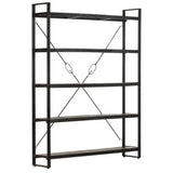 5-Tier Bookcase Black 140x30x180 cm Solid Mango Wood - Extra Image