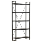 5-Tier Bookcase Black 90x30x180 cm Solid Mango Wood - Extra Image