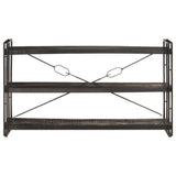 3-Tier Bookcase Black 140x30x80 cm Solid Mango Wood - Front View
