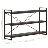 3-Tier Bookcase Black 140x30x80 cm Solid Mango Wood - 45-Degree Angle