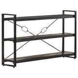 3-Tier Bookcase Black 140x30x80 cm Solid Mango Wood - Rear View