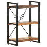 3-Tier Bookcase 60x30x80 cm Solid Reclaimed Wood - Rear View