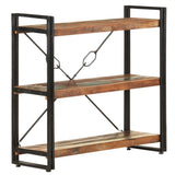 3-Tier Bookcase 90x30x80 cm Solid Reclaimed Wood