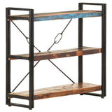3-Tier Bookcase 90x30x80 cm Solid Reclaimed Wood