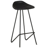 Bar Stools 2 pcs Black Real Leather - Side View