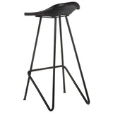 Bar Stools 2 pcs Black Real Leather - Top-Down View