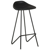 Bar Stools 4 pcs Black Real Leather - Side View